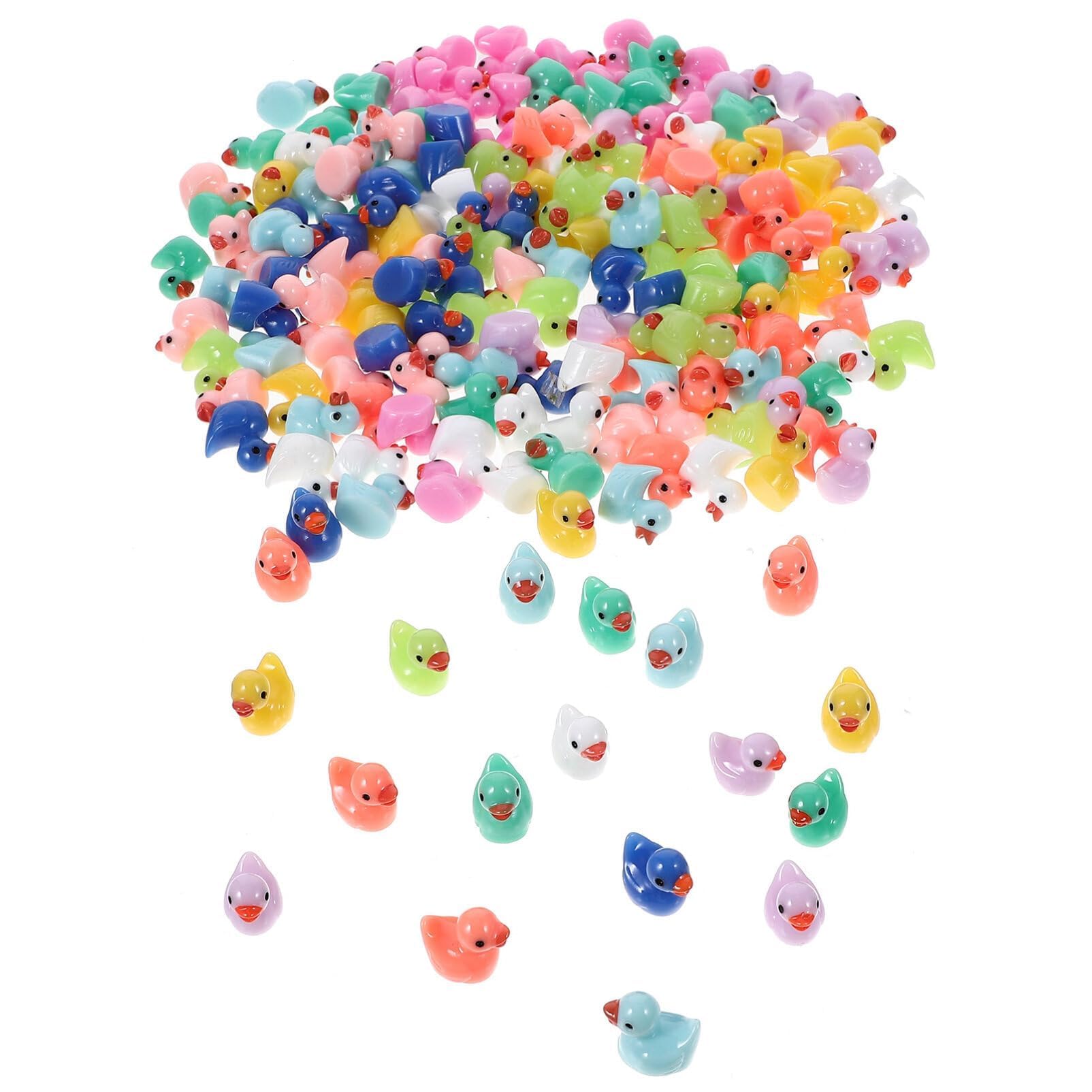 THE WHITE SHOP 220 PCS Mini Ducks Tiny Duck Figurines Bulk for Miniature Dollhouse Decor Accessories Garden Aquarium Potted Ornament Party Toys DIY Charms Office Classroom Activity to Hide