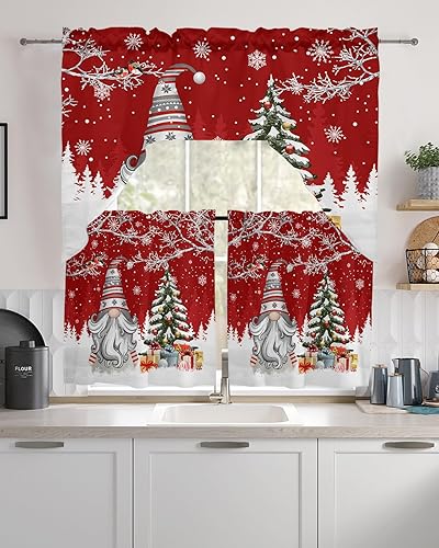 Miniatura 7 de Jolunifun Bonito muñeco de nieve, cenefa de cocina, cenefa con bolsillo para barra, paneles de cortina para dormitorio, sala de estar, baño,