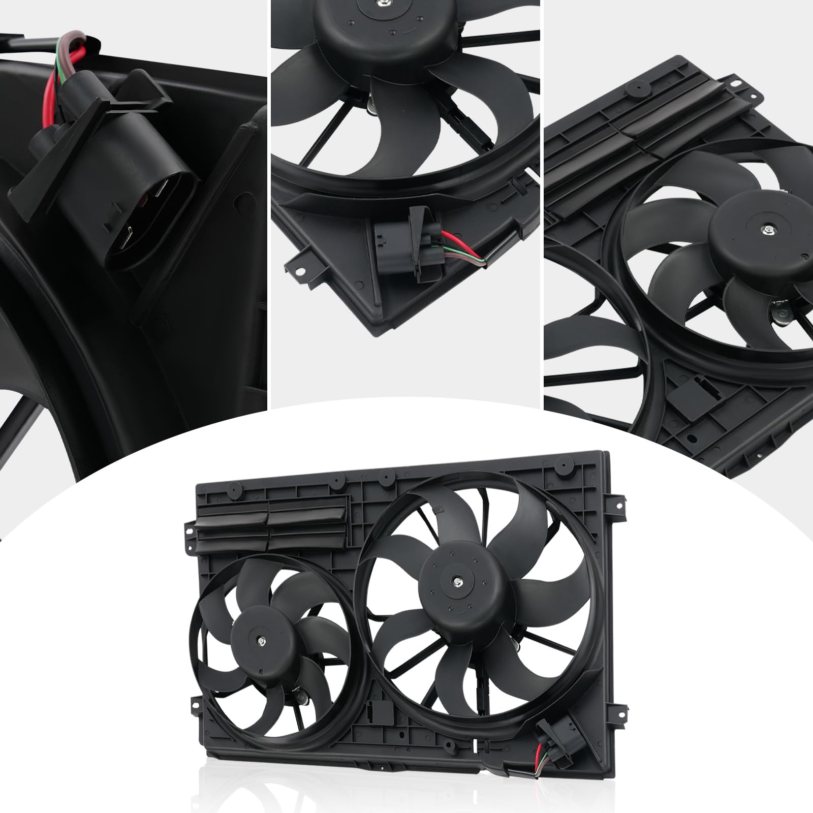 Ventola di raffreddamento 12 V 230 W a doppio ventilatore, motore in rame puro, ventola di ricambio diretta completa per Audi A3 VW Golf Jetta Passat Touran Skoda