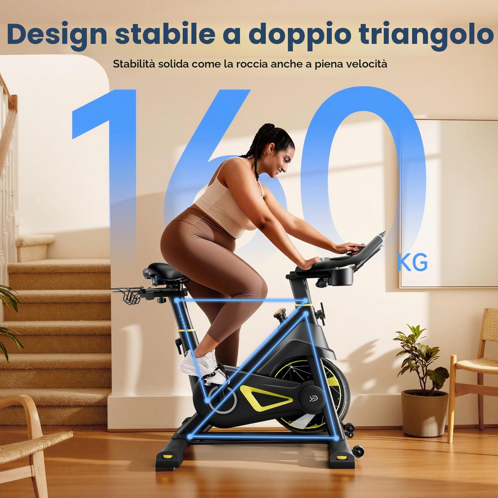 YPOO Cyclette da Casa, Resistenza Magnetica Regolabile, Sella Comoda | Resistenza Magnetica 0-100%, Sella e Manubrio Regolabili, Silenzioso, LCD & App – per Cardio a Casa