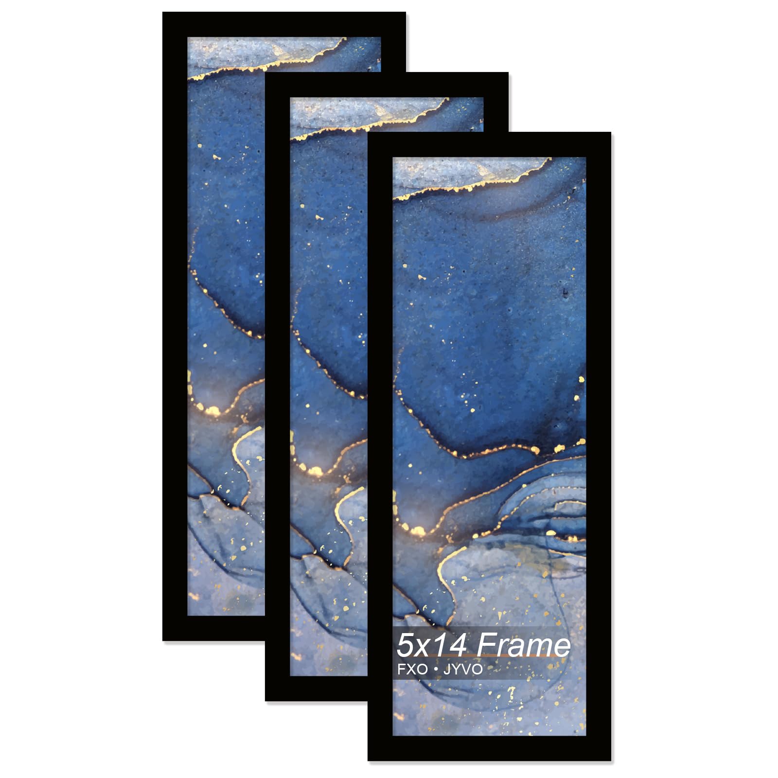 Fxojyvo 5x14 Picture Frame Set of 3, Black Frame for 5 x 14 Inch Picture Poster Photo, Light Weight and High Transparent 5 by 14 Frame for Wall - 3 Pack/Black/5"x14" — image 1