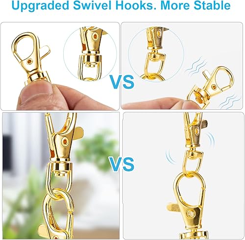 Miniatura 9 de YHYZ Llavero dorado con clips a granel (60 unidades, pequeños), 30 ganchos giratorios con cordón (1.286 pulgadas) x 30 piezas + 30 llaveros para