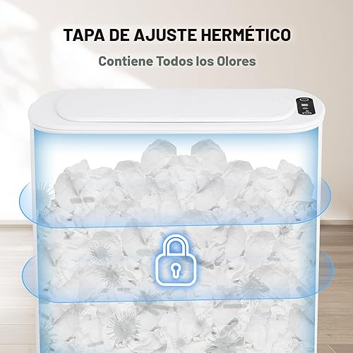 Miniatura 7 de Cesun Cubo de basura automático de 5 galones, con sensor de movimiento sin contacto con tapa, papelera delgada de plástico inteligente para baño,