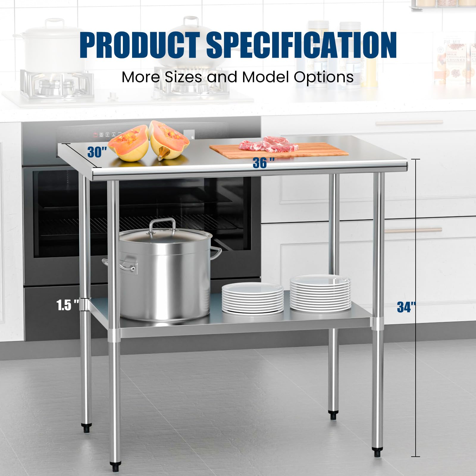 Snapklik.com : Chingoo Stainless Steel Table 30 X 36 Inches Metal Prep ...