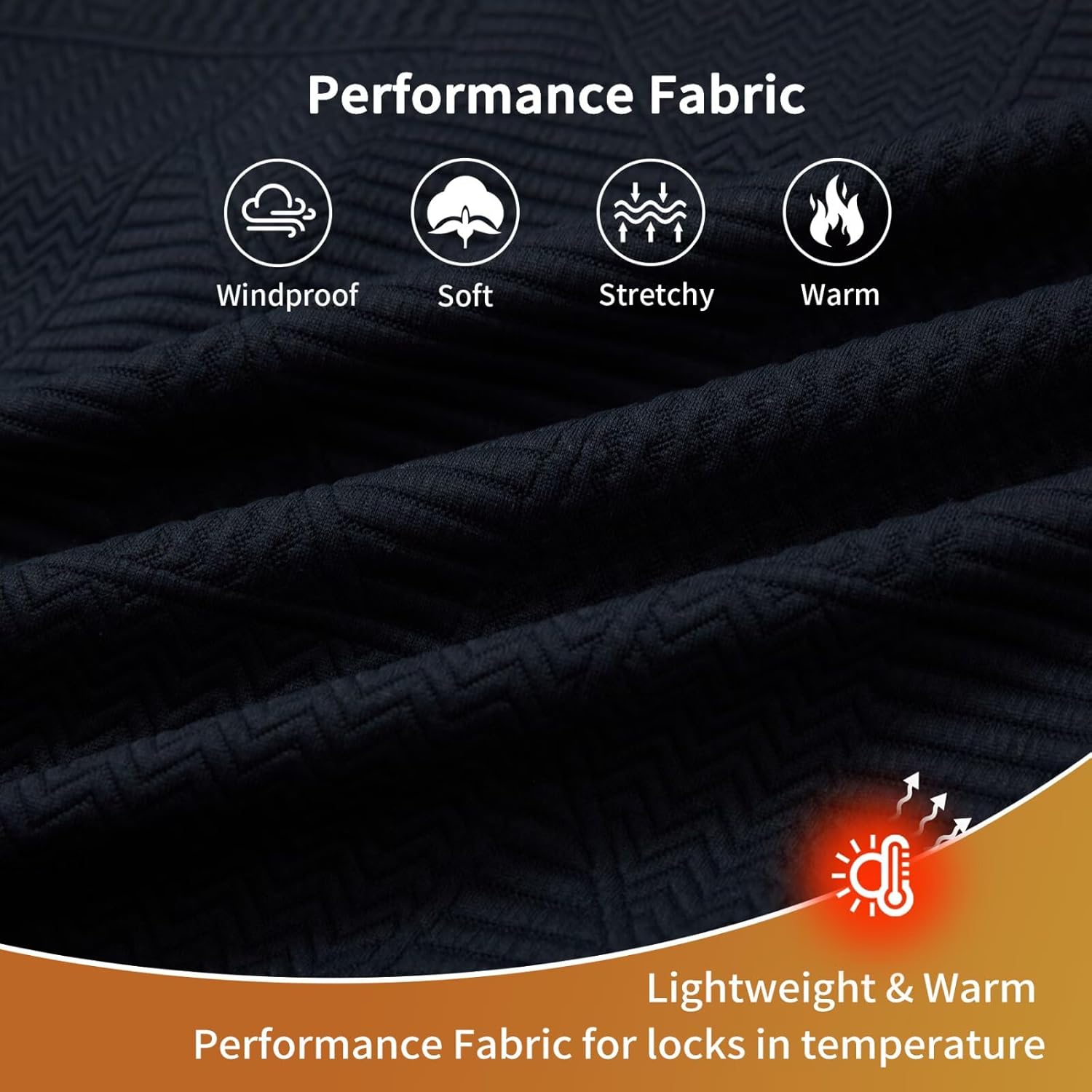 M MAELREG Mens Winter Jacket Performance Thermal Stand Collar Full Zip Textured Insulated Casual Jacket with 5 Pockets - Image 5