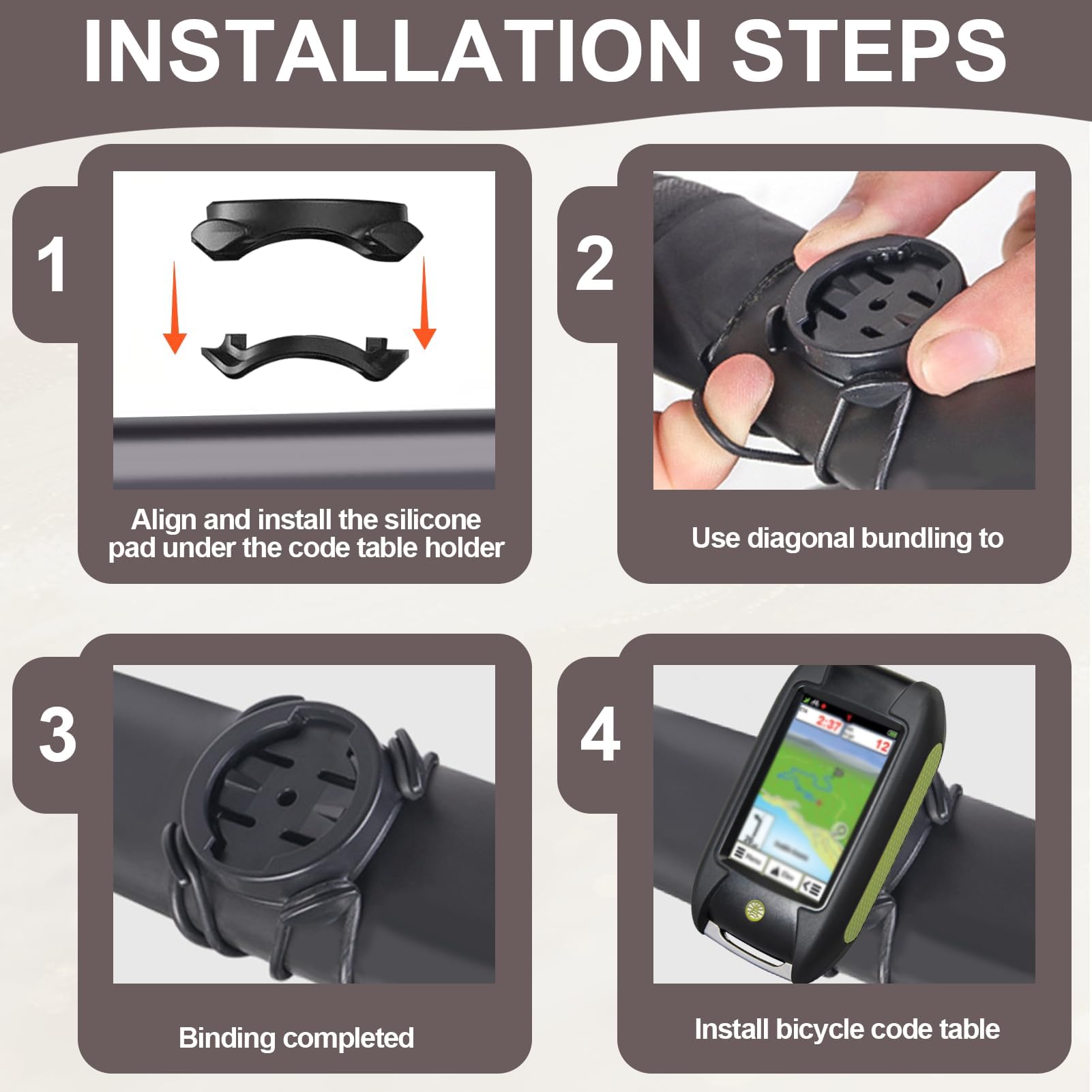 Ebksqs 2 Piezas Soporte GPS Bicicleta, Montura para Manillar con Correa de Silicona, Compatible con Edge 200/500/520/800 y iGPSPORT iGS50/618 (ABS, 22-40mm) - 5