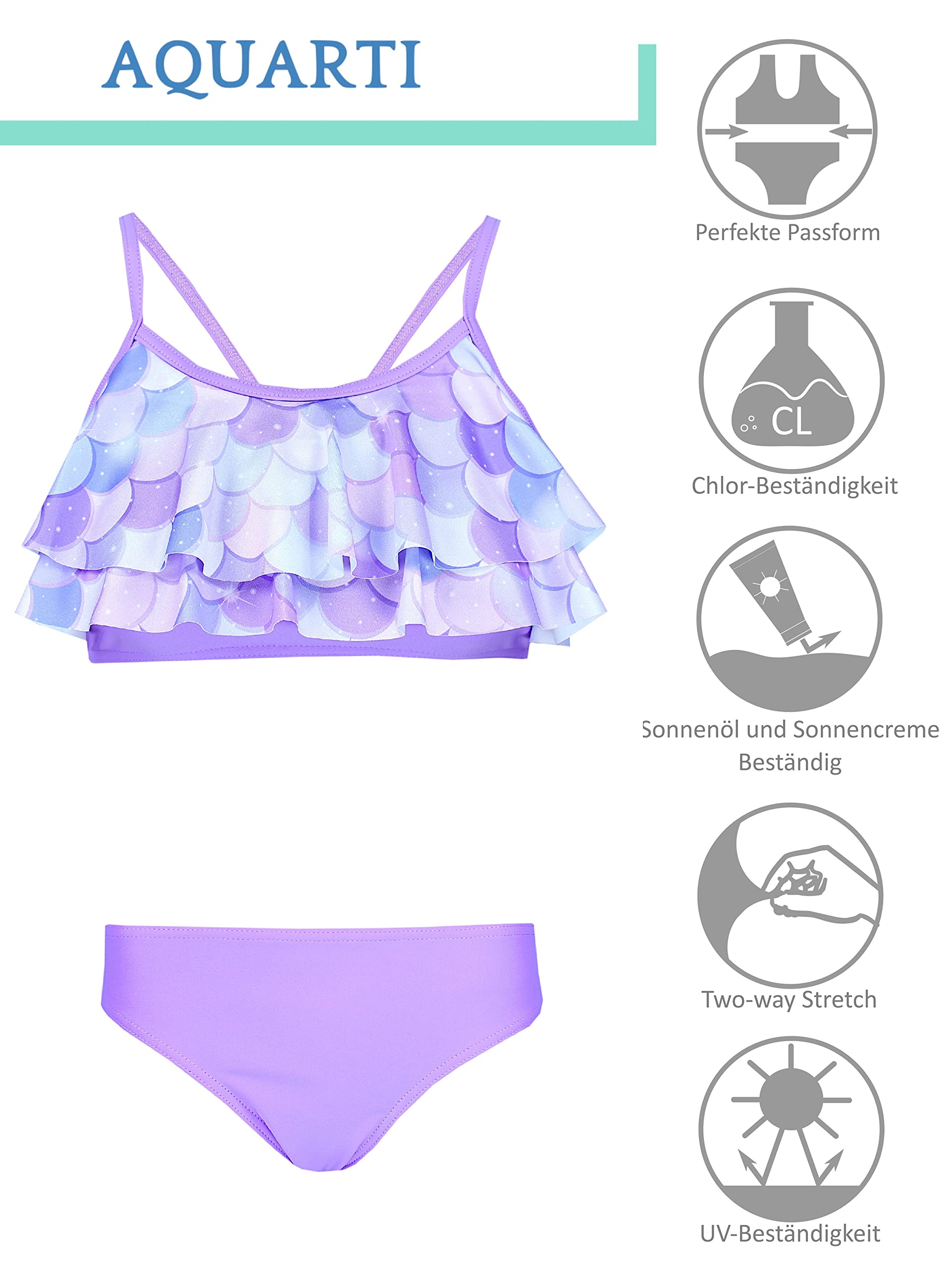 Aquarti Girls Costume da Bagno Bustier Bikini Set Bambine e Ragazze Due Pezzi