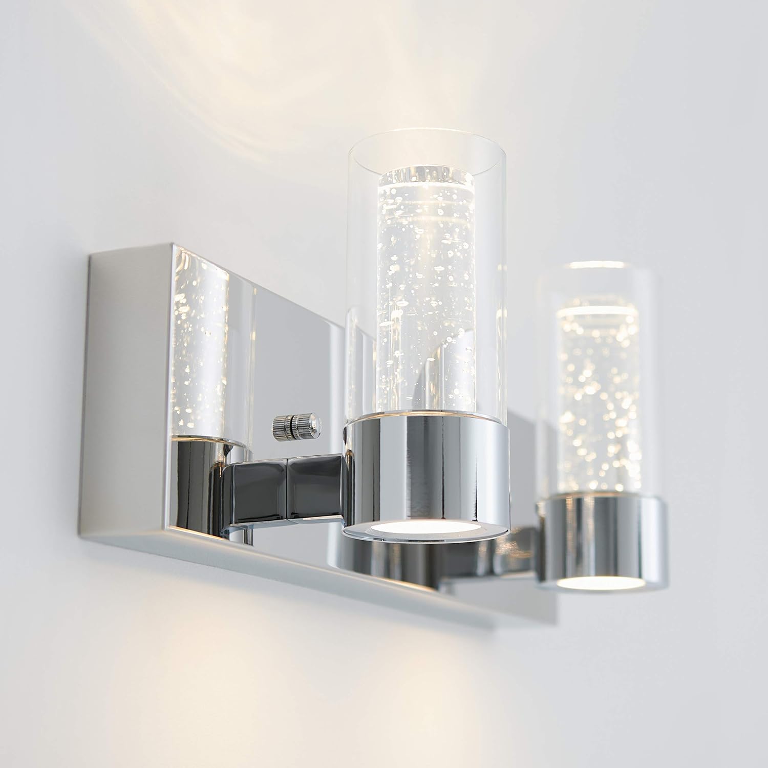 artika Ratio 2-Light 13W LED Modern Wall Sconce Bathroom Vanity Light, Chrome Finish - Ideal for Bathroom Lighting, Hallway - 900 Lumens, 3000 Kelvin, No Bulb Required