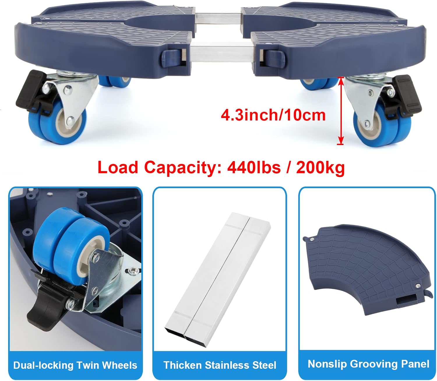 W B D WEIBIDA Plant Dolly with Wheels Heavy Duty Size-Adjustable Rolling Plant Stand for Large Flower Pots