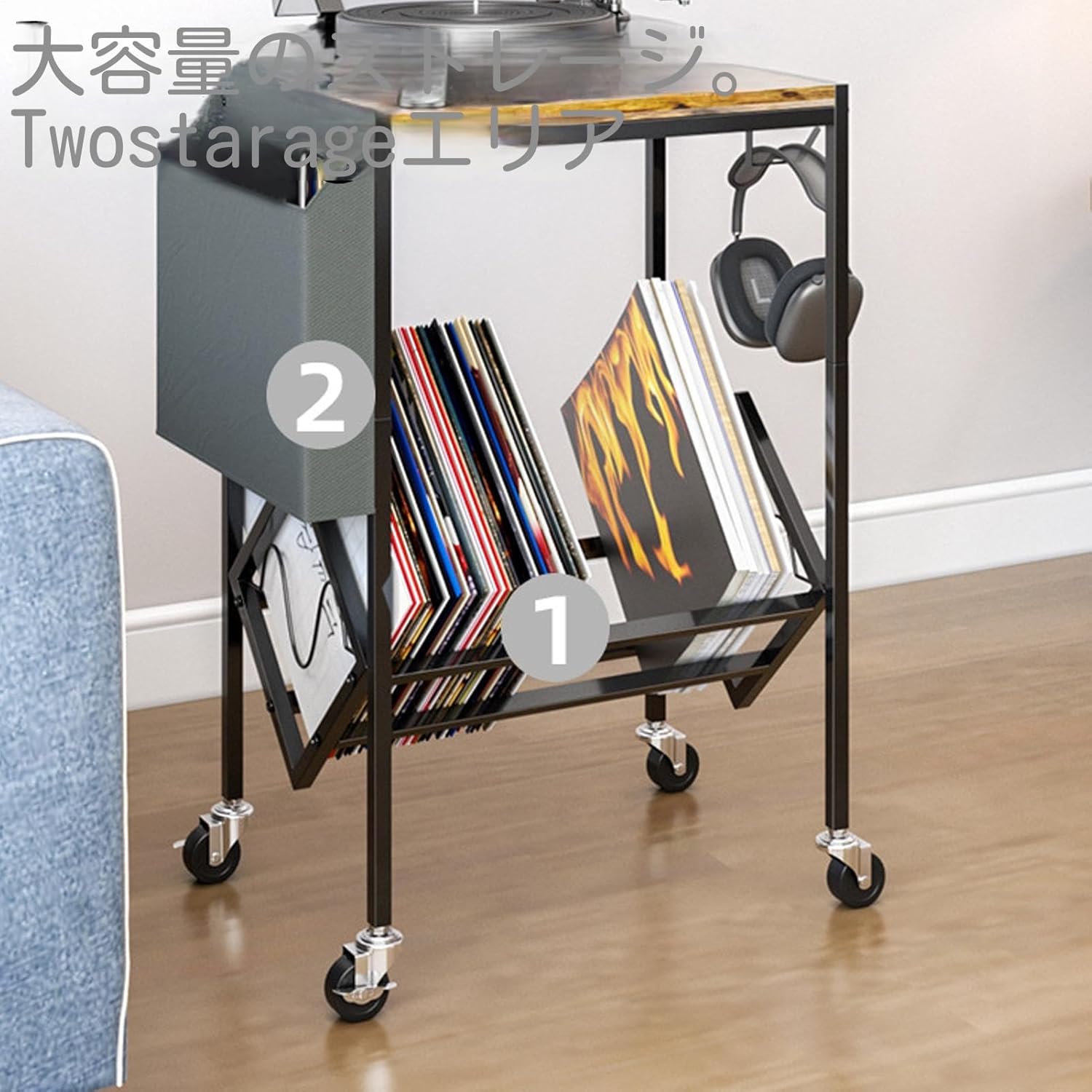 レコードホルダー | 二段式レコードマウント | リビング 寝室 スタジオのためのコンパクト収納スタンド コレクション整理 Record Rack,  二段式レコードマウント, リビング 寝室 スタジオのためのコンパクト収納スタンド レコードホルダー | 二段式レコードマウント,リビング 寝室 スタジオのためのコンパクト収納スタンド コレクション整理