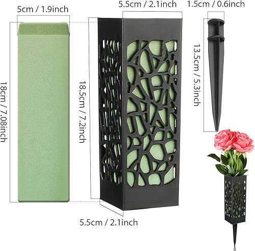 Miniatura 2 de Jarrones de cementerio de 12 piezas con picos de espuma para exteriores en el suelo, para cementerio, soporte de flores de plástico, agujero de