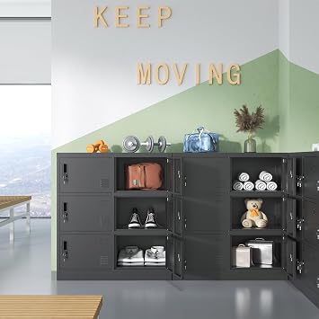 IKIMI Metal Lockers for Employees,Office Storage Locker with 6 Doors Employee Locker with Lock and Card Slot,Steel Staff Locker Storage Cabinet for Gym Home Office School Garage,Assembly Required
