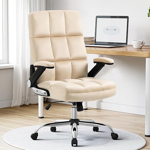 YAMASORO Silla ejecutiva de respaldo alto, sillas de oficina en casa, silla de escritorio de terciopelo para computadora con ruedas para mujer,