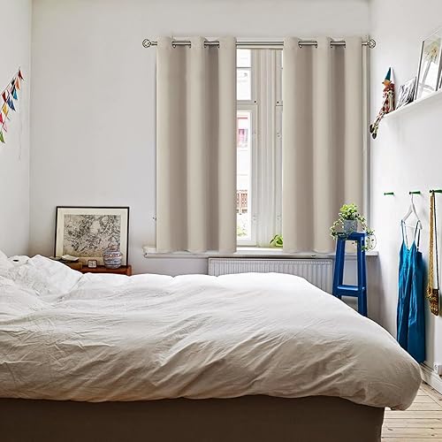 Miniatura 2 de BGment Cortinas para oscurecer la habitación de 45 pulgadas de largo, cortinas con aislamiento térmico con ojales para tratamiento de ventanas para
