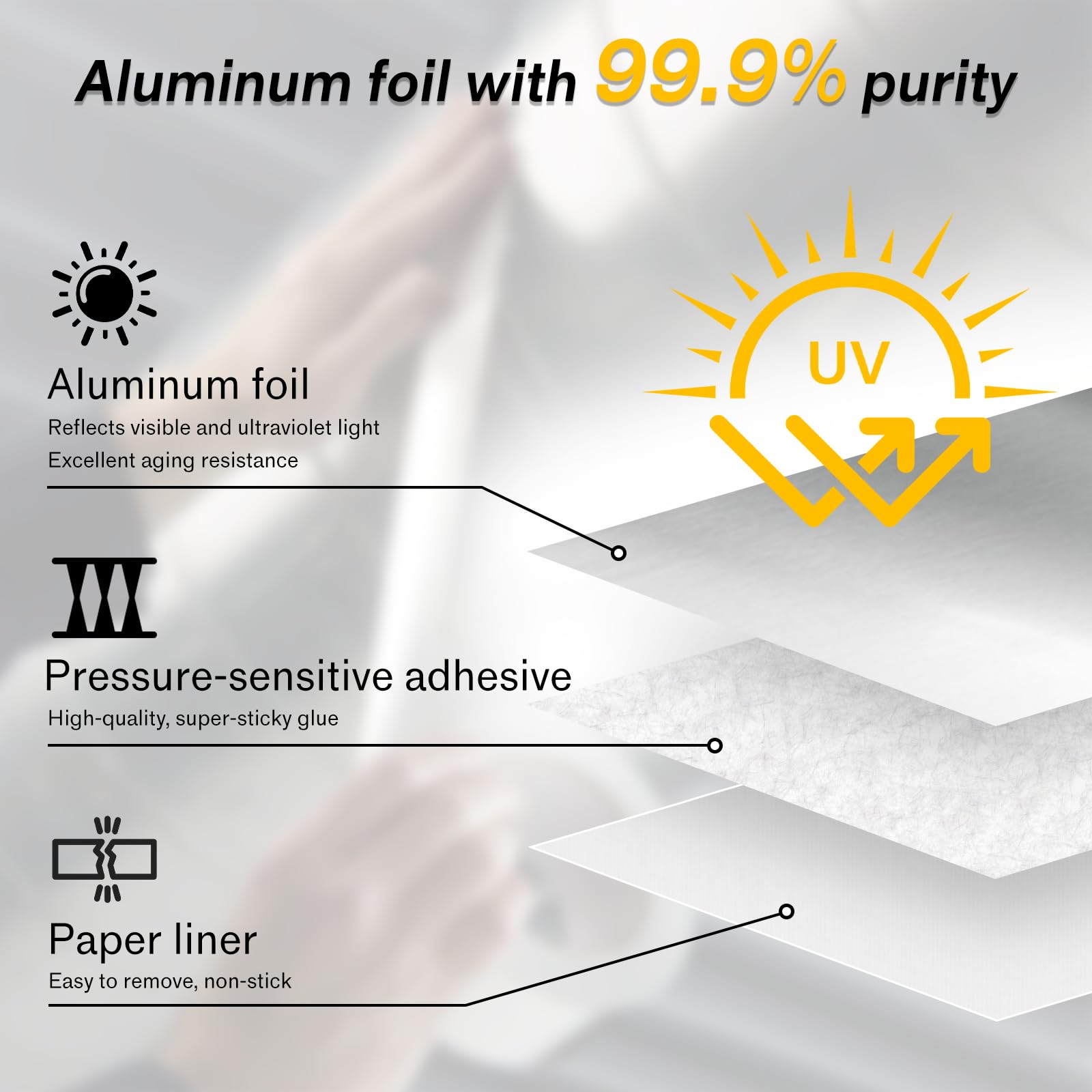 Cinta de Aluminio Selladora para Conductos de Aire 50 mm x 59.5 m, Impermeable, Resiste Vapor y Gas, Altas/Bajas Temperaturas, Robusta, Reparaciones Permanentes