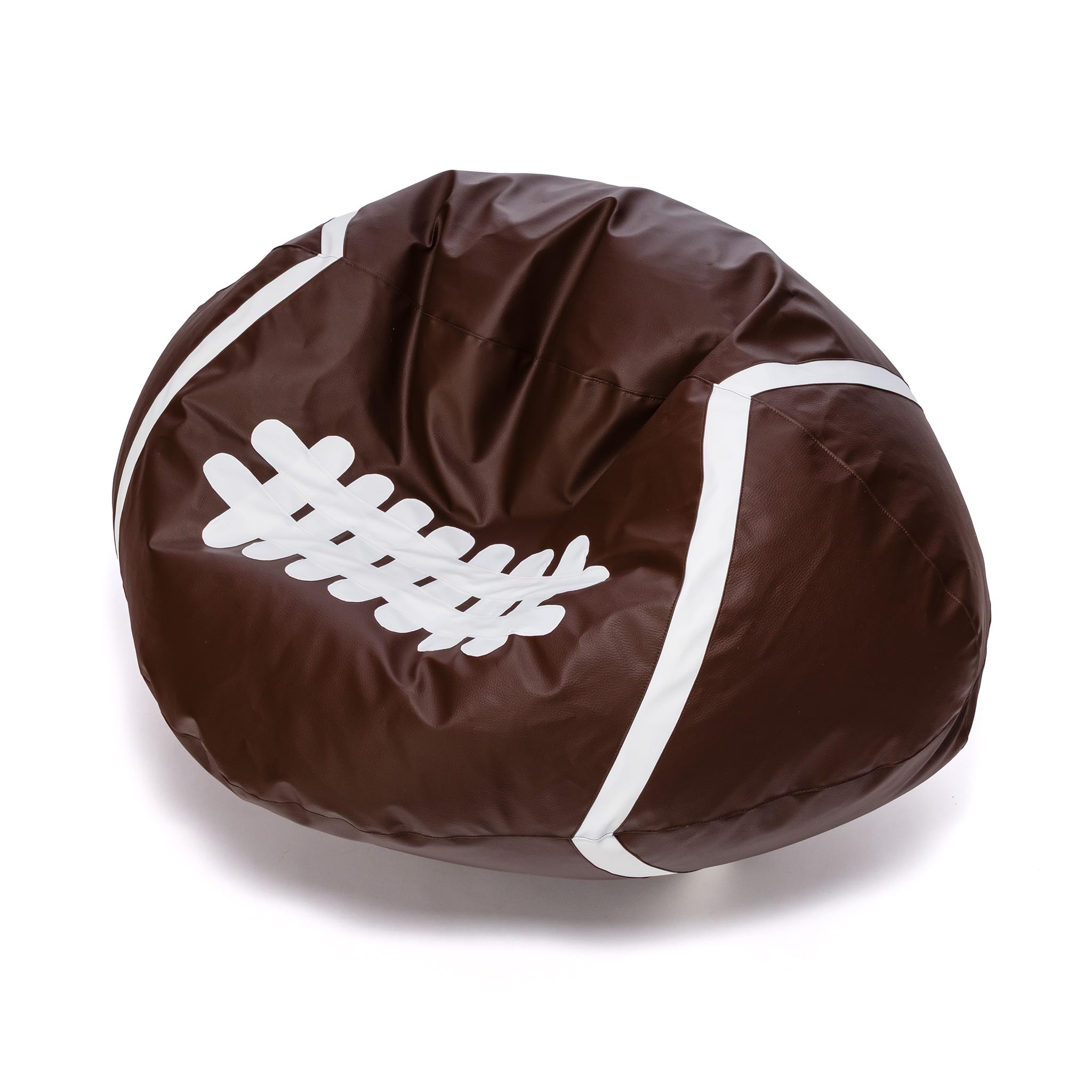 Ecopuf Basketball Sack XL - Spielkissen aus Kunstleder - Ideal für Fußballfans, Kinder - Sitzsack Wohnzimmer - Sitzpouf Samt - Gaming Stuhl Pouf Sack - 130x60cm, Rugby American Football