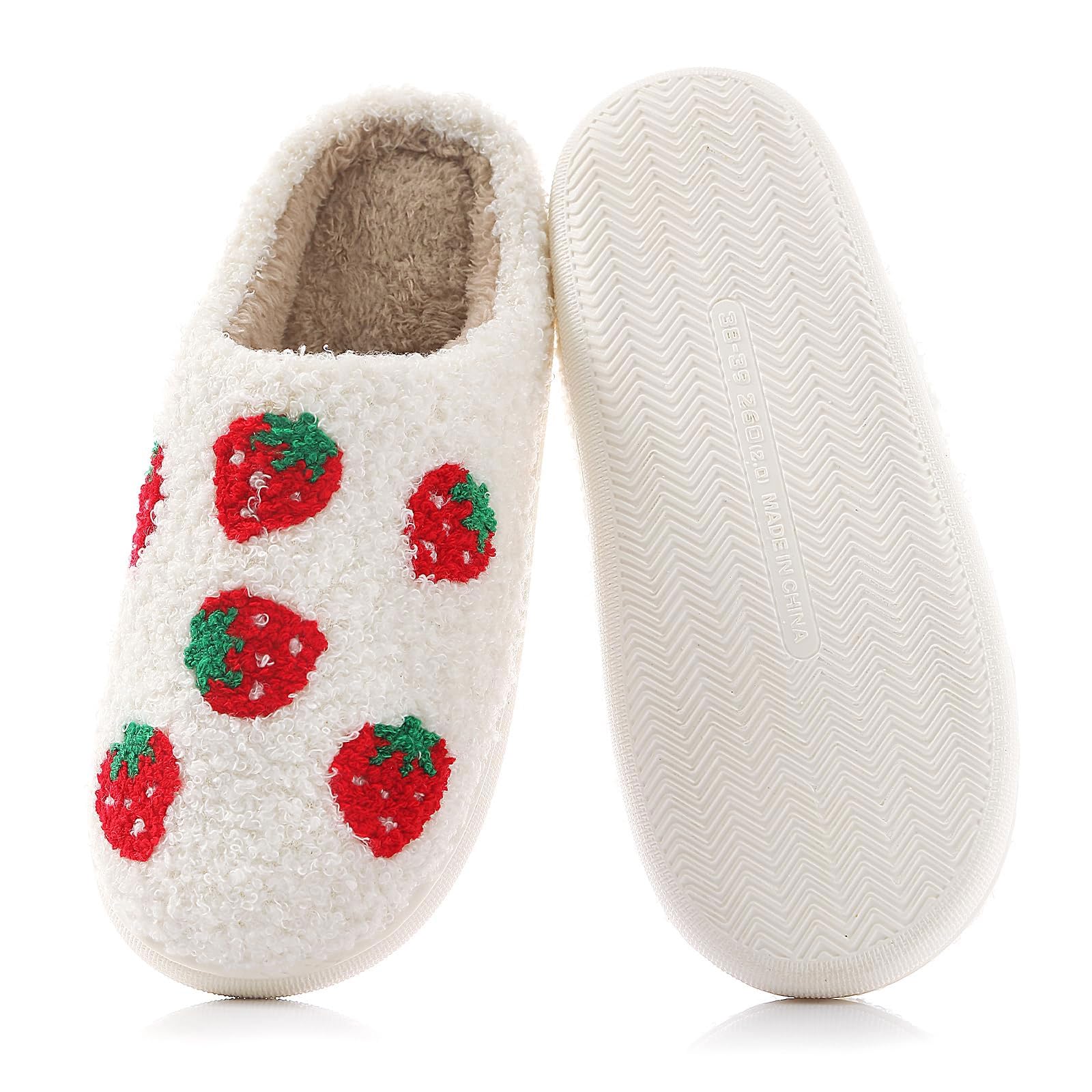 House Slippers for Women, Winter Plush Slipper with Memory Foam, Fluffy Soft Warm Slip On House Slippers, Anti-Skid Cozy Plush Warm Couple Slippers for Indoor Outdoor Slippers Girls Women Men