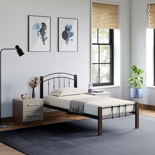 GODREJ INTERIO Opal Pro Single Size Mild Steel Bed (1-Year Warranty, Black)