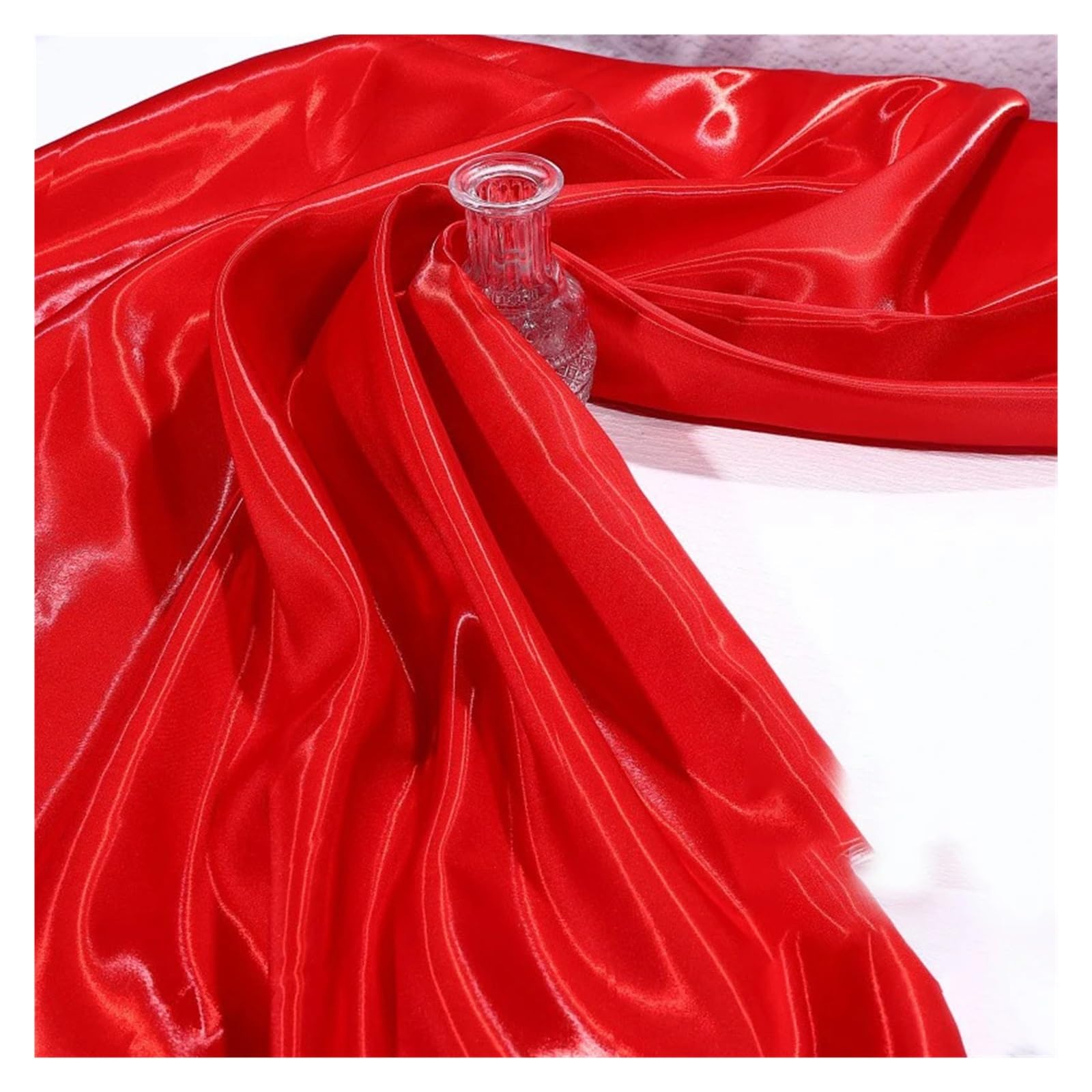 Satin Fabric Multi-Color Liquid Satin Reflective Crystal Fabric Smooth Sparkle Stiff Material for Craft(Color 3)