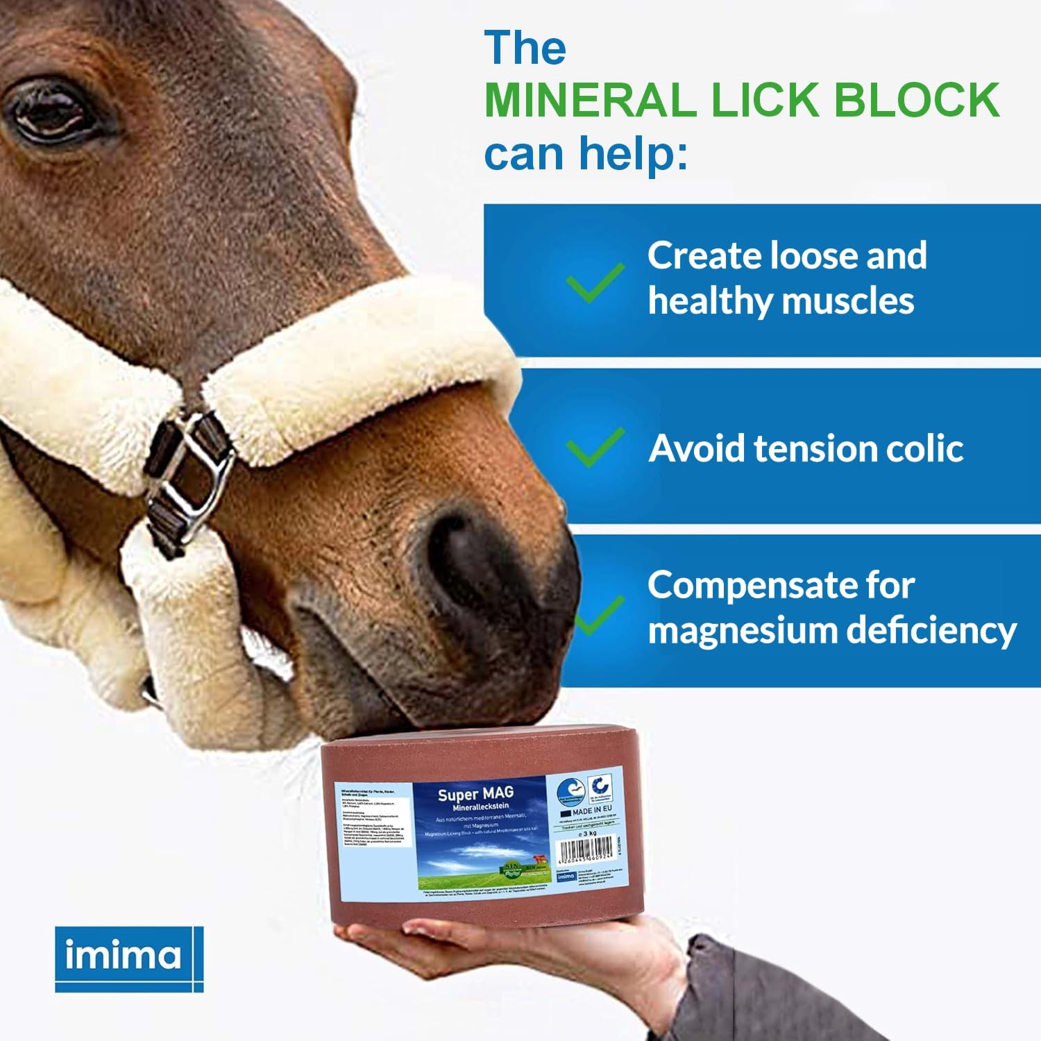 Mineral Lick Horse SuperMAG Salt Lick Set 4 x 3kg - Pietre per leccare il sale per cavalli, pecore, capre, selvaggina e bovini - Pietra minerale per leccare il sale