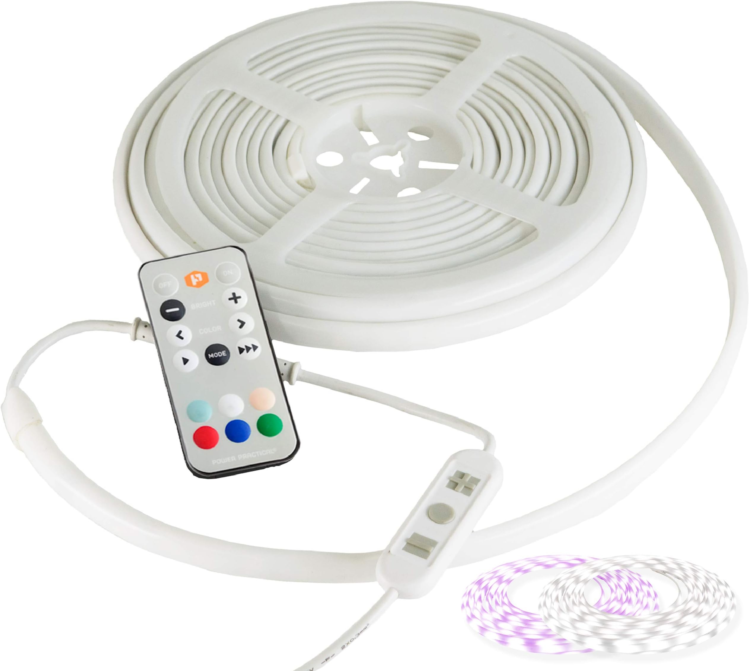 Luminoodle Basecamp - 20 ft LED Outdoor String Lights - 12V Outdoor Color Changing Lighting Strip with Remote for Boats, RV, Camping, Patio - Waterproof Light Rope up to 1000 Lumens