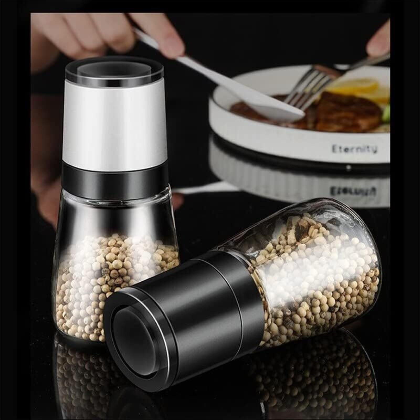 Młynek Do Pieprzu I Soli Młynki Do Soli I Pieprzu Młyny Kminek Narzędzia Do Mielenia Pieprzu Szklane Butelki Shakery Słoik Na Przyprawy Młynków Do Przypraw(White,1pcs)