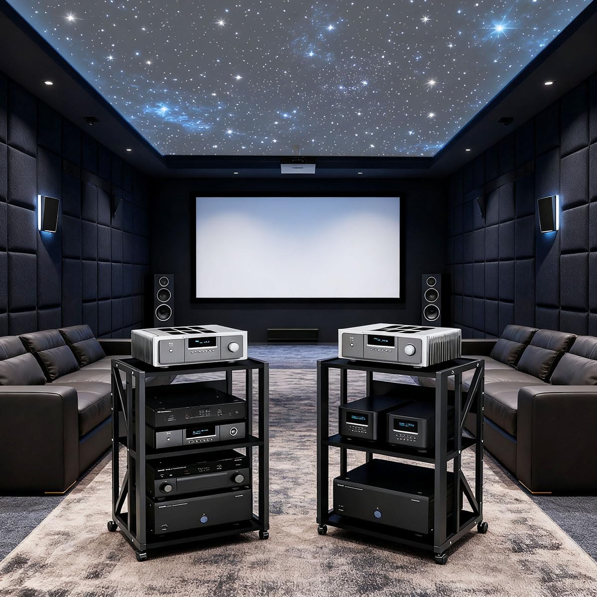 2/3 Rack Audio Mobile Porta Stereo Hi Fi Con Ruote Universali, Mobile Rack Per Impianto Stereofonico, Per Soggiorno, Sala Teatro, Ripiano Rack Amplificatore, Centro Intratte(2-layer)