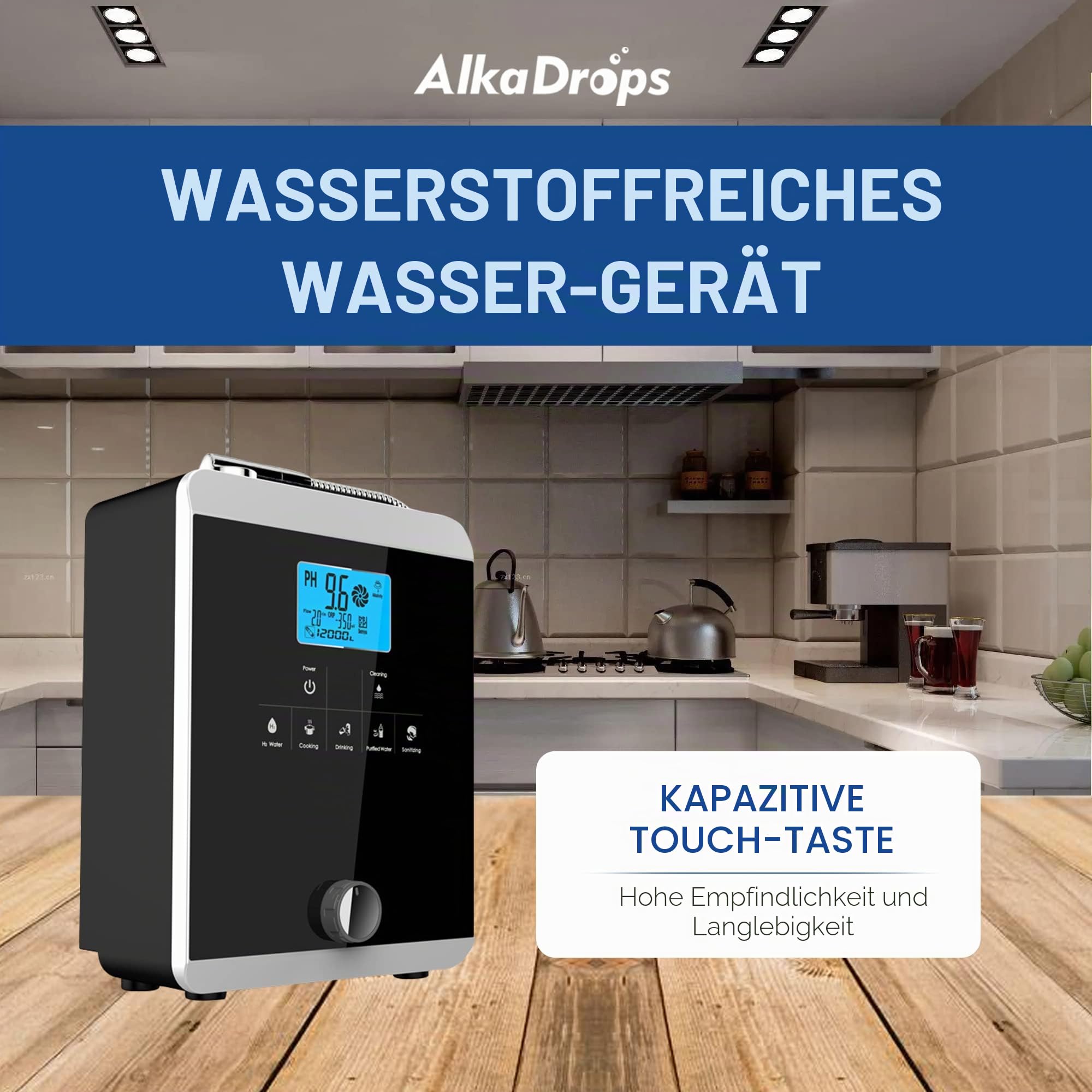 Wasserionisierer und Wasseraufbereiter, pH 3–11 Alkaline Säure Wassermaschine, bis zu -800 mV ORP, 8000 Liter pro Filter, Regelventil zur Kontrolle von pH und ORP,Auto-Reinigung Weiß/Schwarz