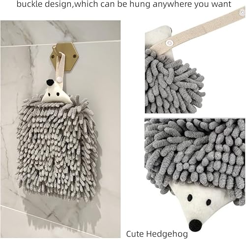 Miniatura 5 de Paquete de 3 toallas de felpilla de doble cara, toallas de mano de cocina para colgar, de secado rápido, lindas y mullidas en grispúrpurarojorosa