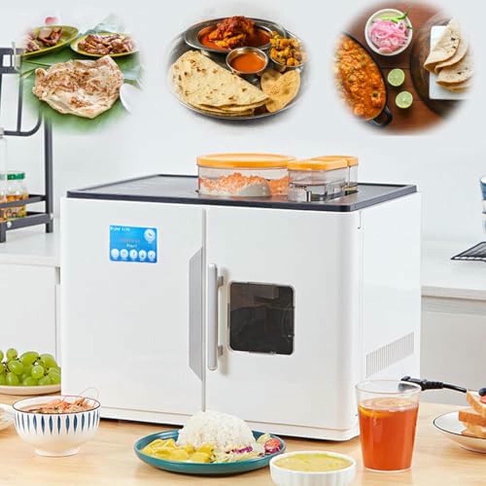 Elektryczna Maszyna Do Robienia Roti, Automatyczna Maszyna Do Robienia Płaskich Chlebów Chapati Z Ekranem Dotykowym, Jeden Klucz Do Pracy Na 20 Sztuk, Idealny Dla Roti, Chapati