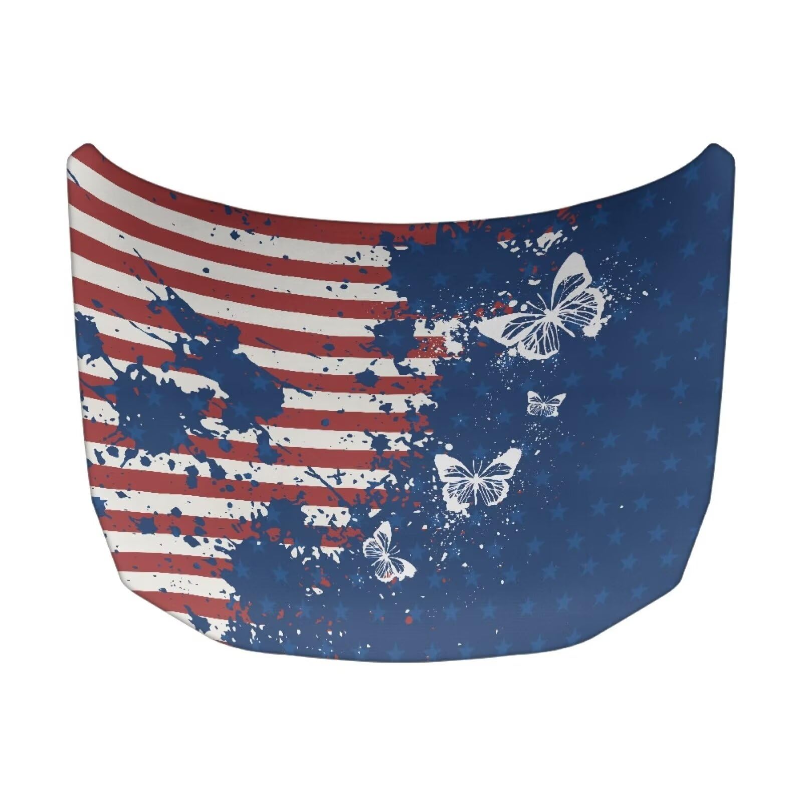 American Flag Butterfly Prints Car Hood Cover Elastic Polyester Car Hood Protector Removable Automotive Accessories Suitable Most Automotive Sedans Trucks Pickup SUVs