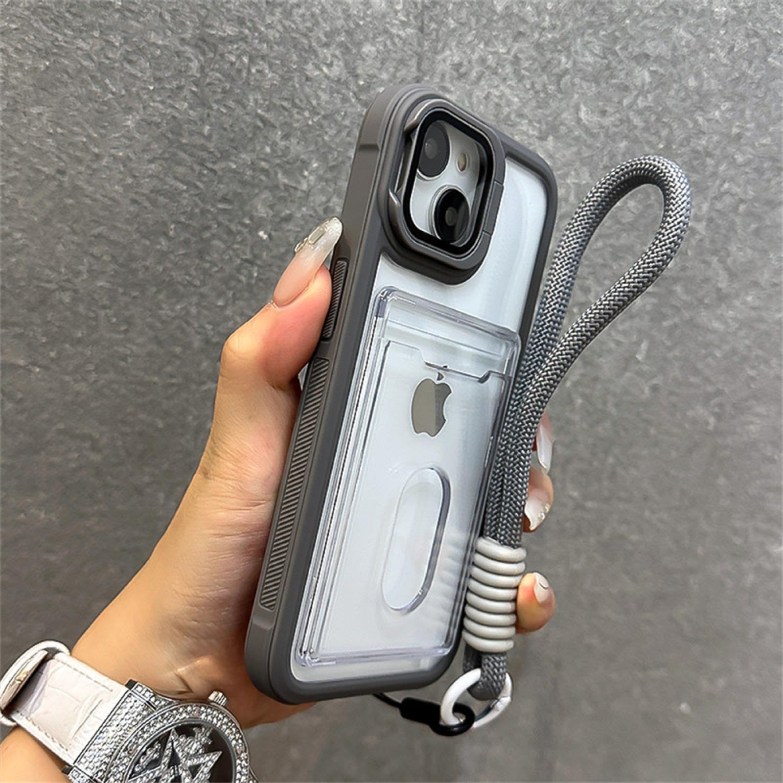 Protection iPhone 16 Plus étui portefeuille gris anti-rayures - 8