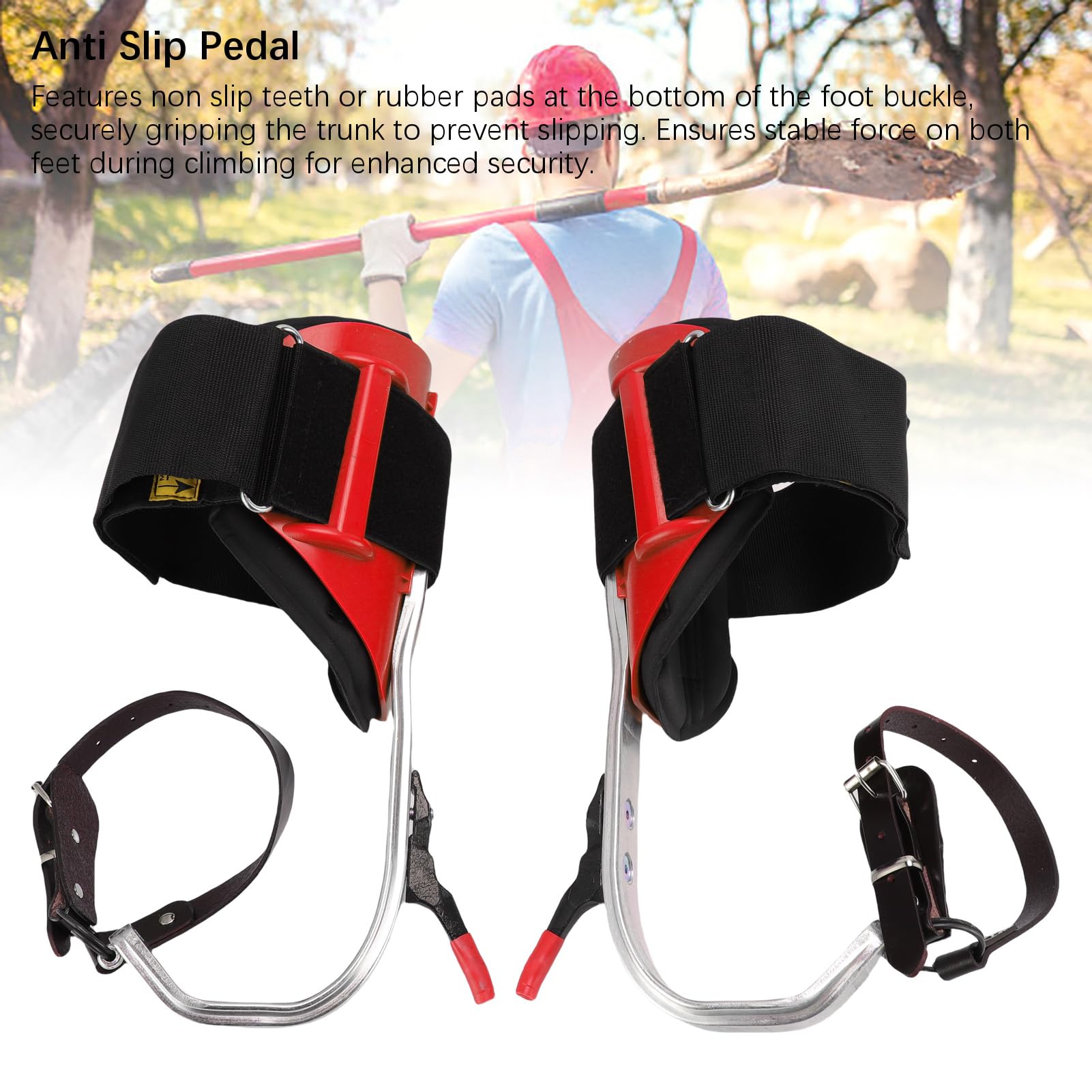 Picos para Trepar árboles, Espolones de Escalada Ajustables con Pedal Antideslizante de Aleación de Aluminio Liviano y Correas Ajustables para Recolección de Huertos, Poda de