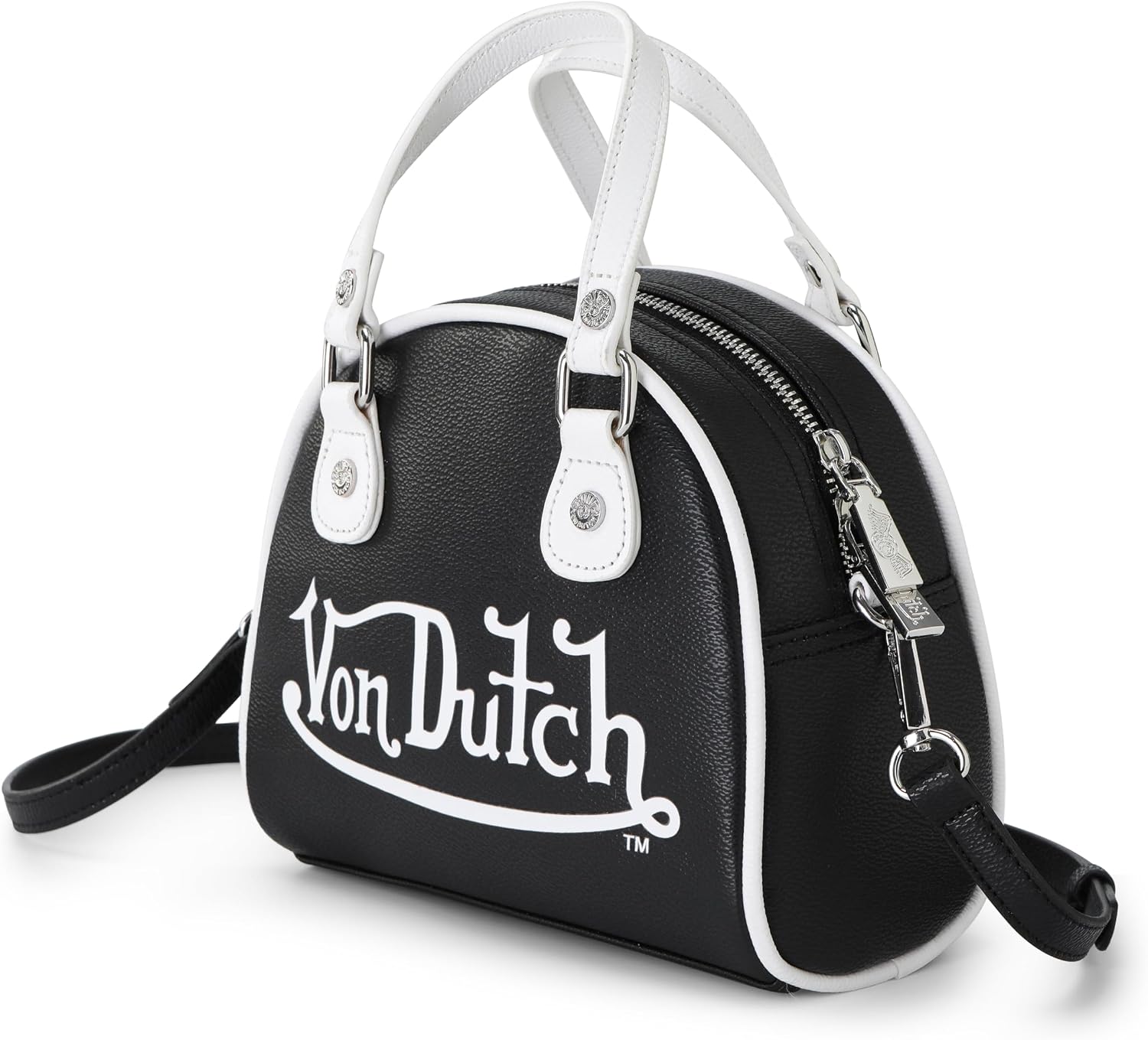Von Dutch Womens Classic Bowling Bag Purse - Womens Handbag with Adjustable Strap, Spacious Interior, and Iconic Logo Design
