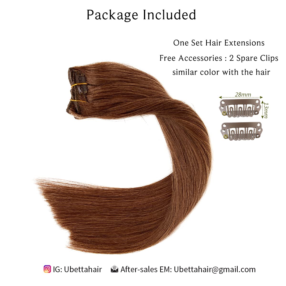 30 Inch Clip In Human Hair Extensions 7 Piece Set 120g Straight 30 Inch Ultra Long Straight Hair Clip-In Extensions, Natural  main image 2