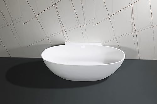 Miniatura 6 de Kingston Brass VRTRS713522 Acrticstone - Bañera independiente de superficie sólida de 71 pulgadas con drenaje, color blanco mate