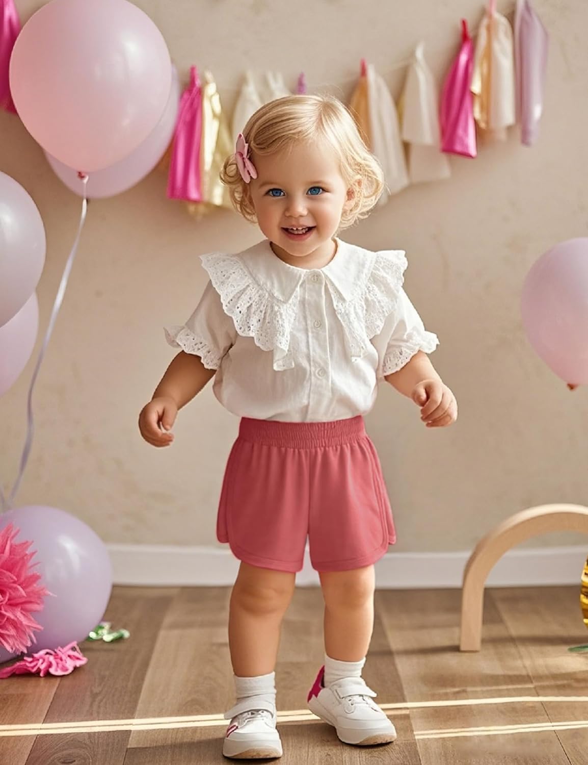 3 Pack Toddler Girl Shorts Baby Girls Cotton Short Soft Pull On Summer Clothes with Pocket Size 18M-5T 5T Black+beige+brick Red image 2 of 7 B0F4CL93S2