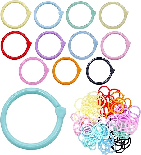 120 anillos de plástico para carpeta, clips de hojas sueltas de 1.2 pulgadas, colores cristalinos, anillos flexibles de bricolaje para tarjetas de