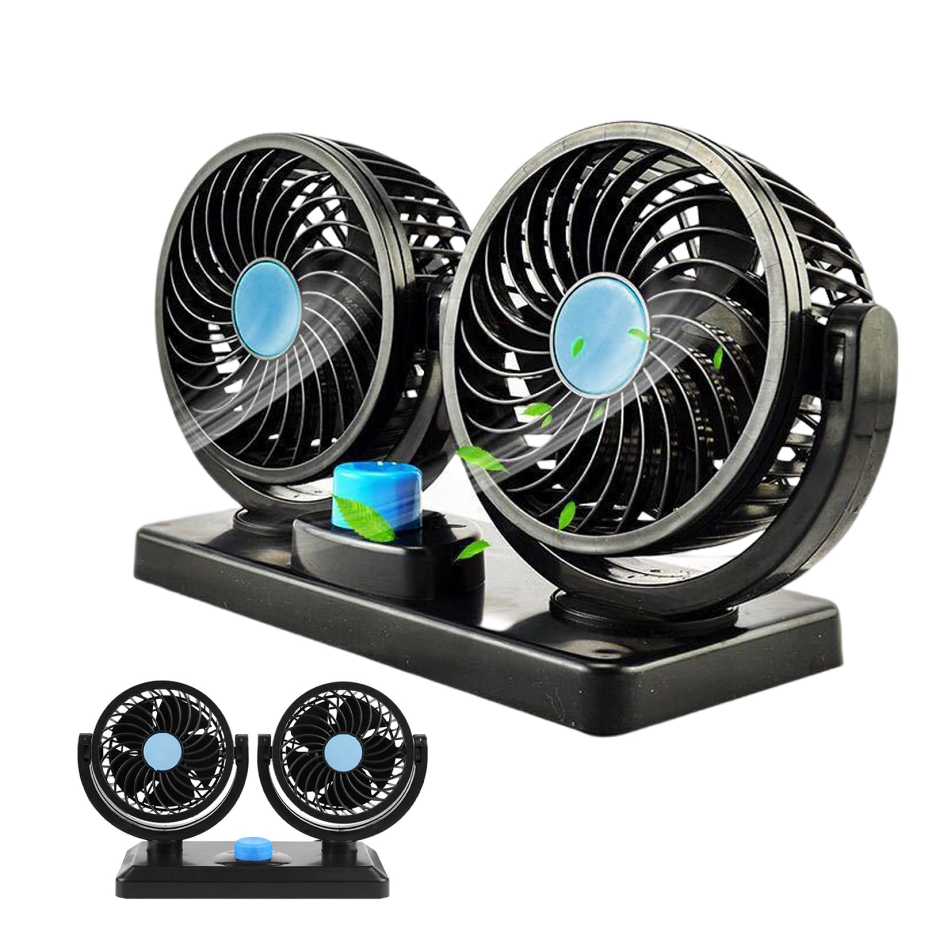 Ventilateur 12V Voiture Électrique Pour Camion, 360 Degrés Rotatif 2 Vitesses Ajustable Double Ventilateur Voiture Allume Cig[H1] - Auto