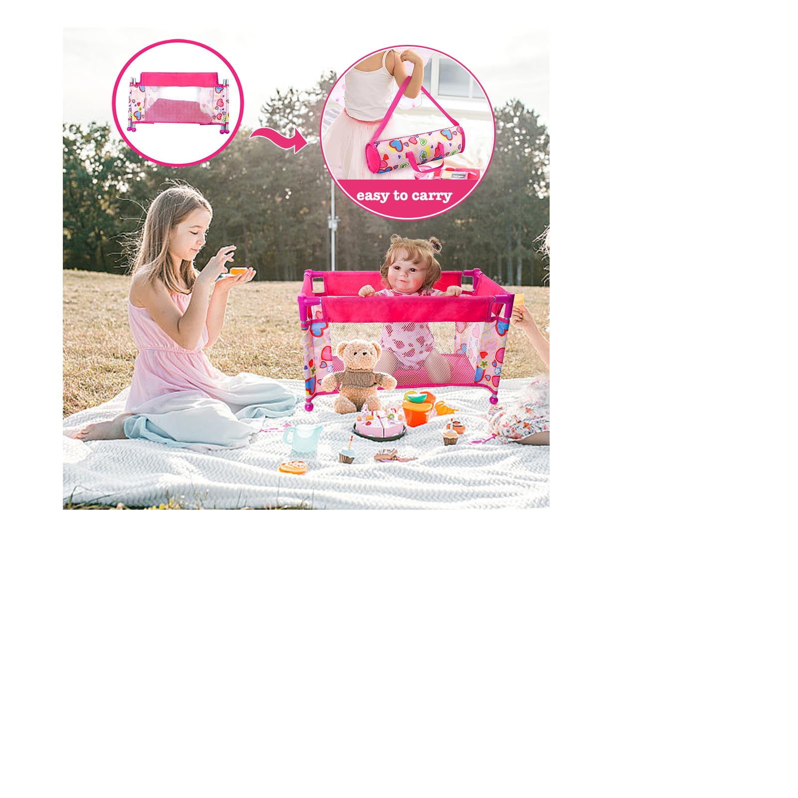 lit poupee pour poupée de 43 cm | accessoires poupon lit bebe jouet | lit de voyage pour poupée | cadeau pour filles de plus de 3 ans