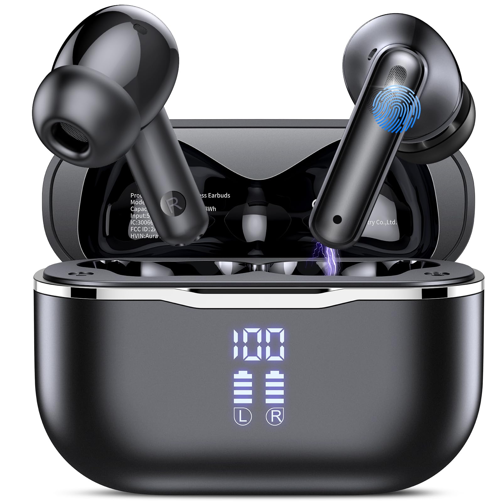 Csasan Bluetooth-Kopfhörer mit Adaptives Noise Cancelling in Echtzeit, 60H | 50dB ANC Bluetooth 6.0 Kopfhörer mit Räumliches Audio, Mehrpunktverbindung, 28 EQ-Voreinstellungen, IPX7 Wasserdicht, Schwarz