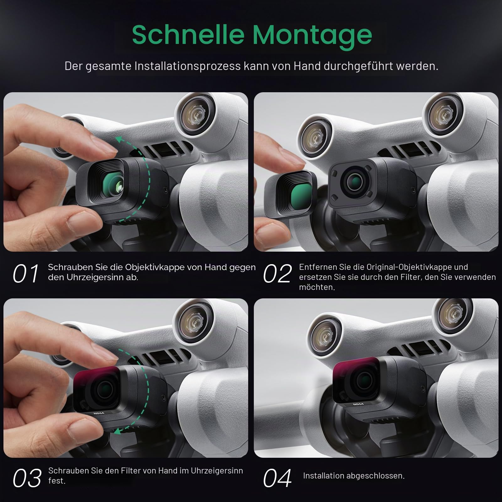 Mini 3 ND-Filter, ND-Filter-Set kompatibel mit DJI Mini 3/Mini 3 Pro Zubehör - 6er-Pack (CPL, Natural Night, ND16, ND32, ND64, ND256)