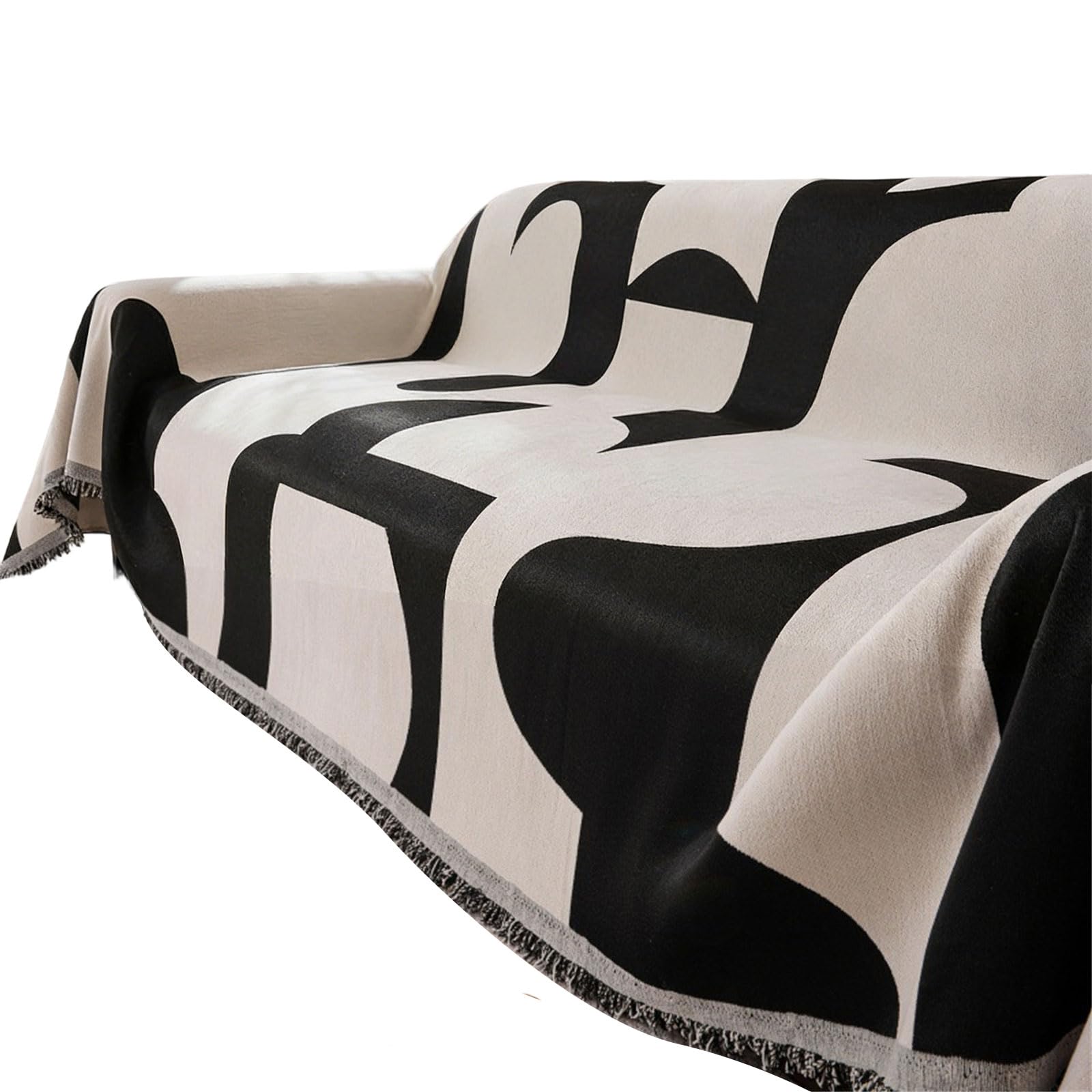 Nucelit Universals Sofa Cover Geometric Pattern Chenilles Fabric Couch Slipcover with Tassels Pet Furniture Protector for Home Use Furniture Protector Sofa Cover