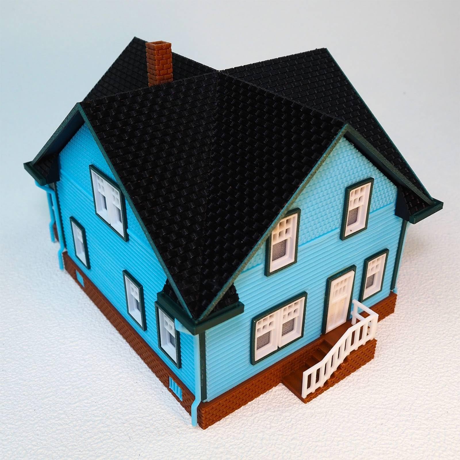Casa in Miniatura 1 64 Modello Architettura Europea Casa con Portico Tetto Spiovente Base Plastica Resistente Finestre E Comignolo Adatta per, Con Illuminazione