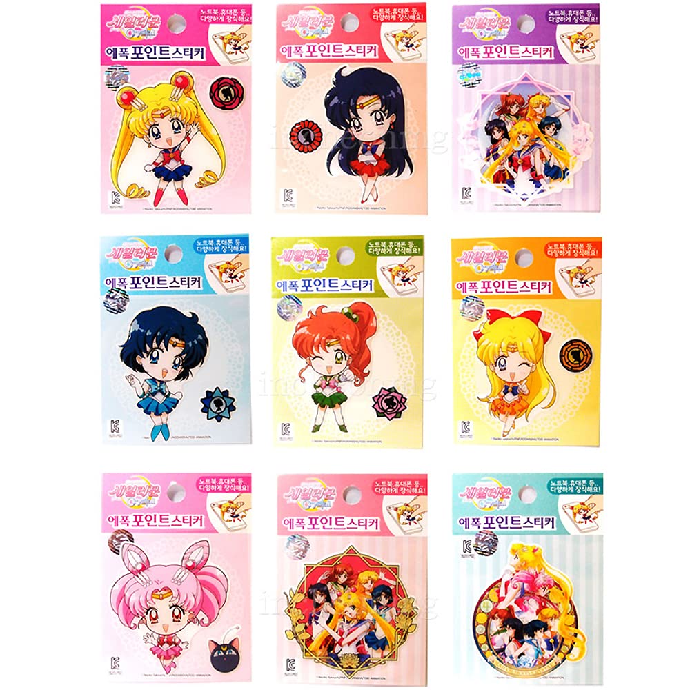 Stationery Sailor Moon Crystal Character Epoxy Point Sticker Diary Journal Scrapbook Phone Deco Decal (Set of 3 (Random))