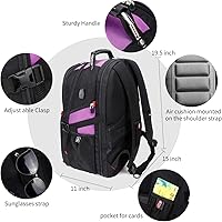 Vista 12 de Shrradoo Mochila de viaje extragrande para laptop, 52 litros, con puerto de carga USB, para portátiles de 17 pulgadas, para hombres y mujeres