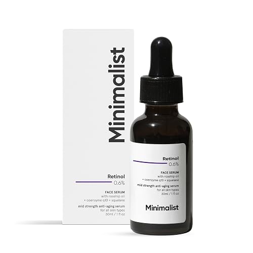 Minimalist Retinol 0.6% Mid-Strength Anti Aging Face Serum For Unisex, Reduces Fine Lines & Wrinkles, Medium Strength Retinol Formula (Pack Of 1)