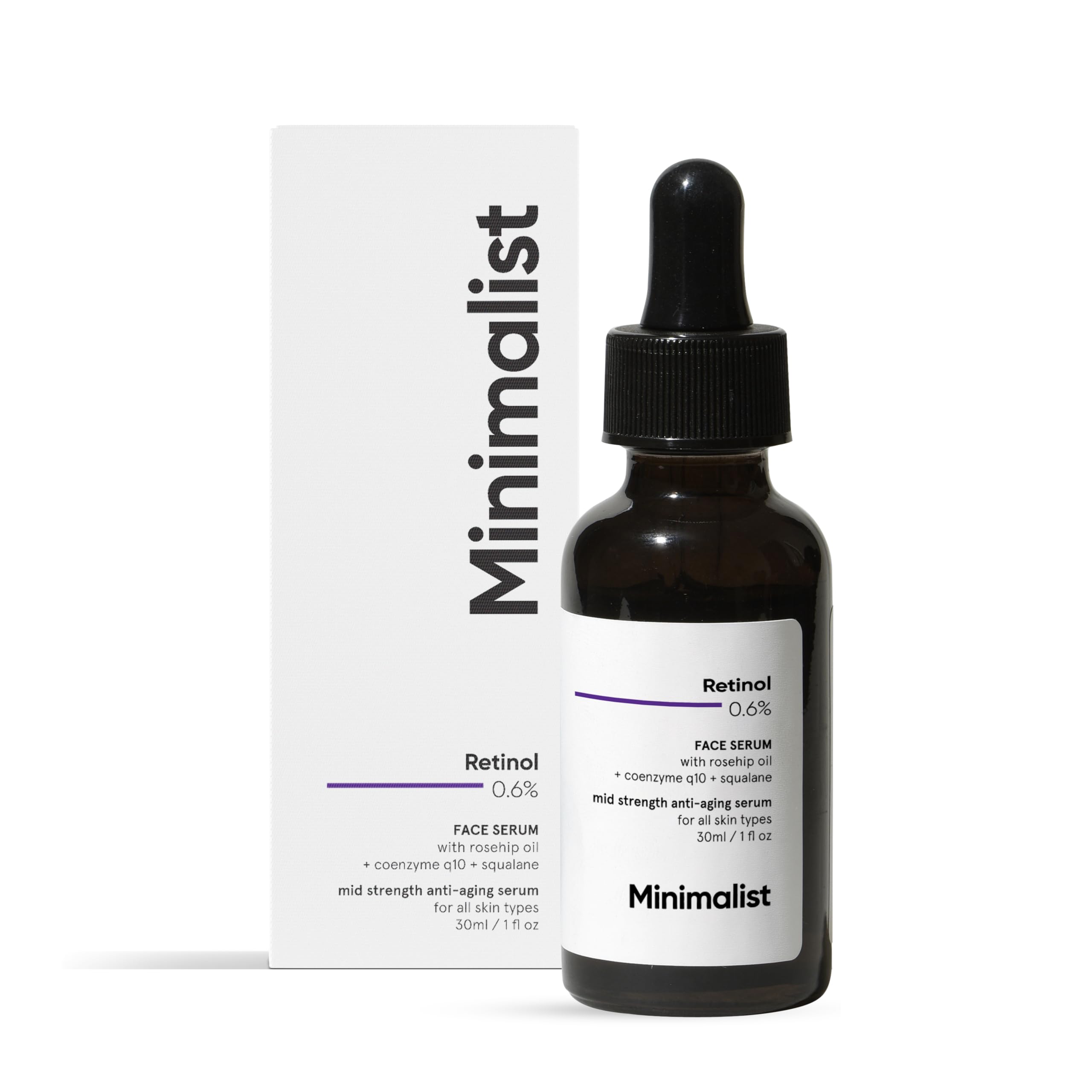 Minimalist Retinol 0.6% Mid-Strength Anti Aging Face Serum For Men & Women | Reduces Fine Lines & Wrinkles | Medium Strength Retinol Formula