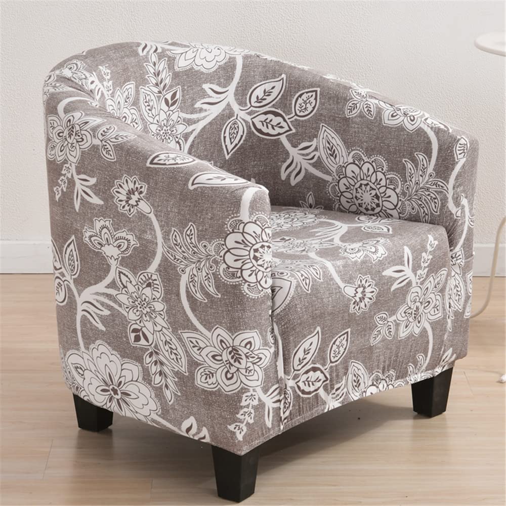 Highdi Classic Floral Tub Chair Covers Stretch Slipcover, Modern Fashion Print Club Hotel Armchair Cover, Universal Removable Washable Furniture Protector Couch Covers For Living Room Cafe (Classic Floral)