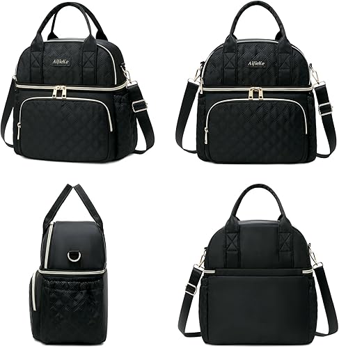 Miniatura 7 de AIJIEKE Bolsa de almuerzo para hombres y mujeres, lonchera de doble compartimento, bolsas de almuerzo aisladas, bolsa de almuerzo grande para